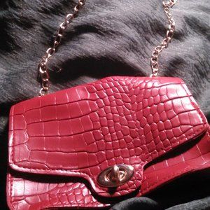 Faux Leather Red Mini Handbag